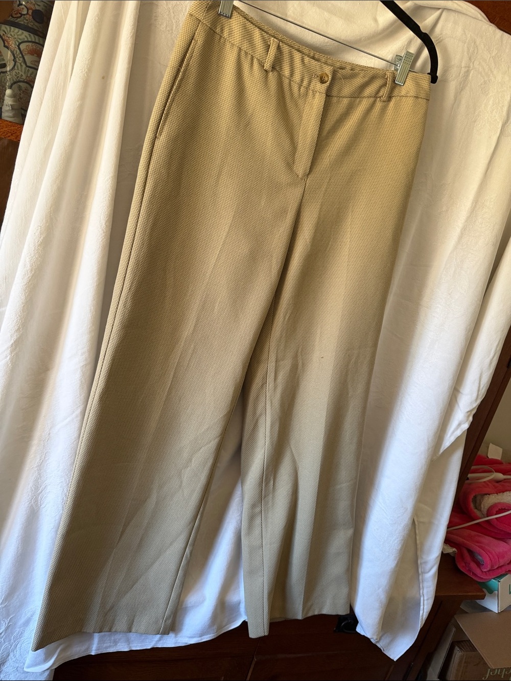 Rena Rowan Beige Wide-Leg Dress Pants